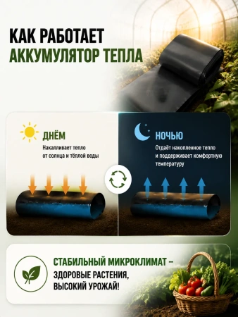 Аккумулятор тепла для теплицы Солнышко черный 0,2х4 м Благодатное земледелие
